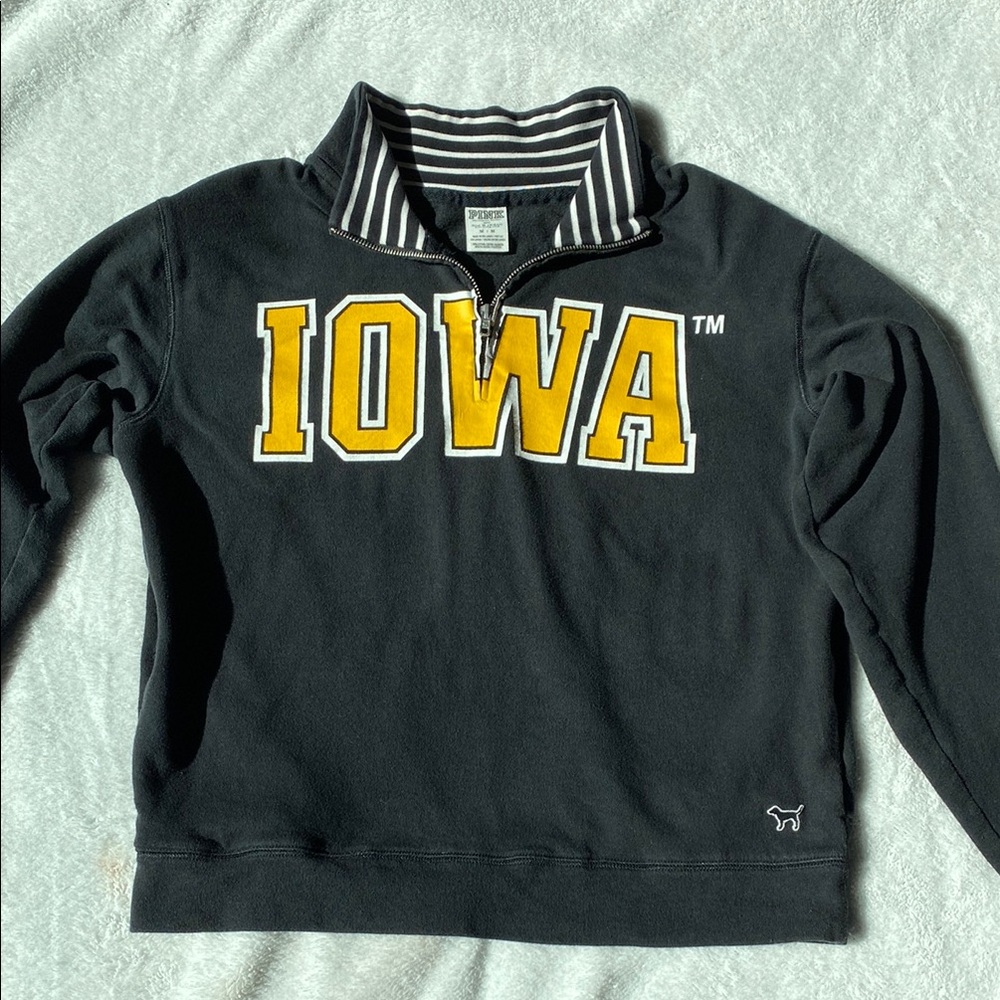 PINK Victoria's Secret Black and Yellow Iowa Quarter-zip